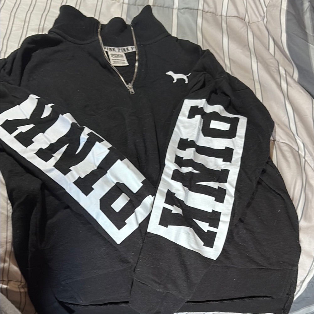 PINK Victoria's Secret Black and White Hoodie